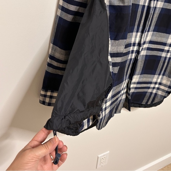 Juun.j Men's L/XL Blue Plaid Shirt Nylon Side Cinches Unique Street Tailoring - Picture 3 of 12